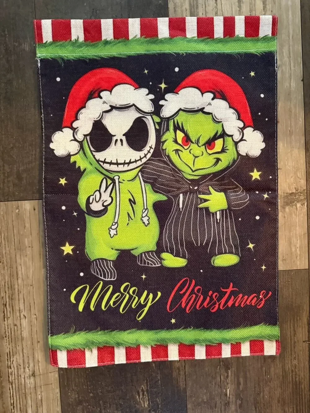 Nightmare Before Christmas Inspired Garden Flag Merry Christmas Jack Grinch